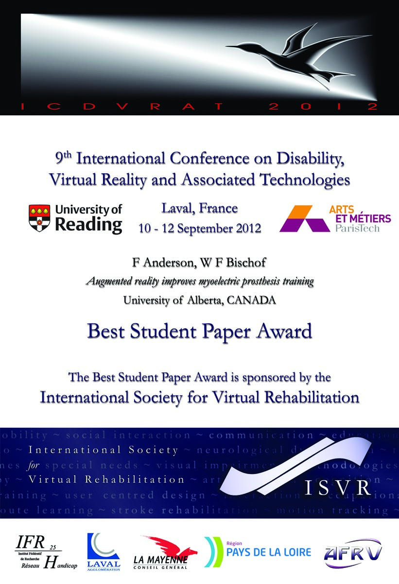 2012 Best Student Paper Certificate
