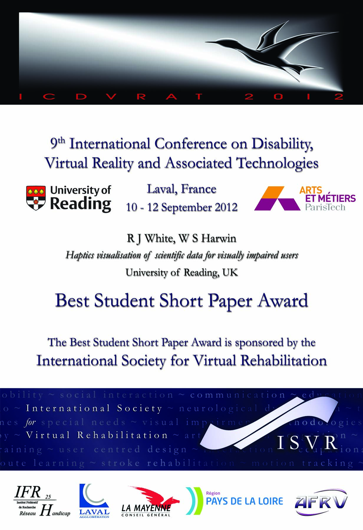 2012 Best Student Short Paper Certificate